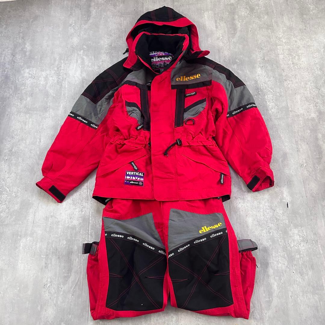 Z253 90s エレッセ スキーウェア 上下セット 日本製 L相当 赤 良品