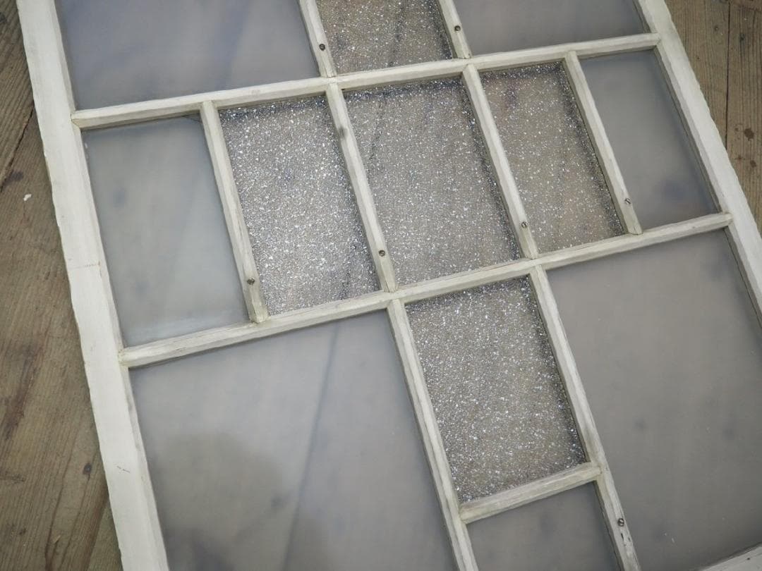 H122,5cm×W89cm ◆アンティーク◆レトロな洋館の古い木枠ガラス戸