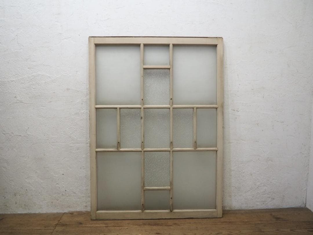 H122,5cm×W89cm ◆アンティーク◆レトロな洋館の古い木枠ガラス戸