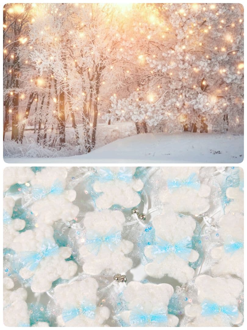 業務用トリミングチョーカー65個+背景布　1月　白くまちゃん　雪の結晶　白熊