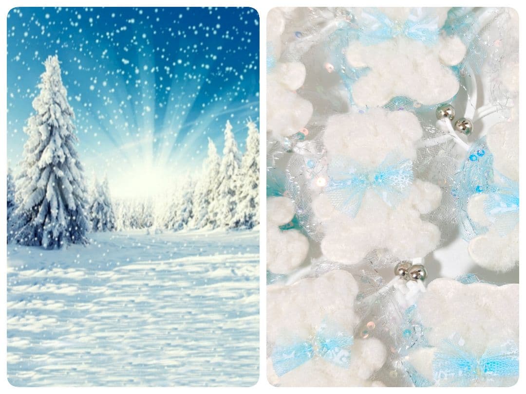 業務用トリミングチョーカー65個+背景布　1月　白くまちゃん　雪の結晶　白熊