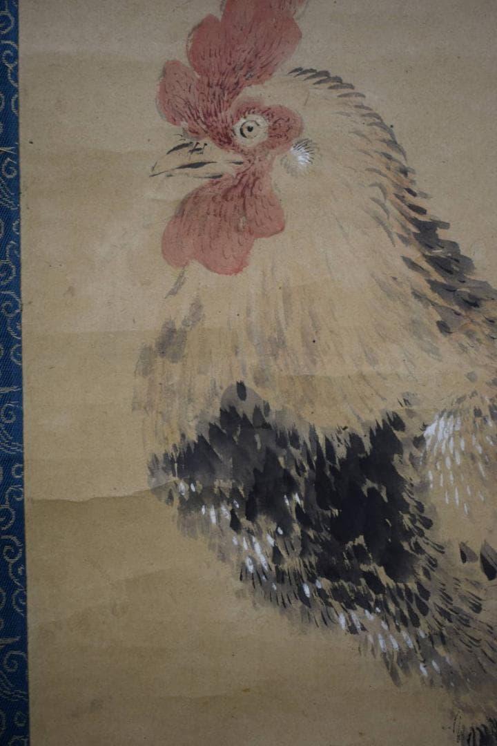 真作/渡辺華山/鶏図/布袋屋掛軸HH-56