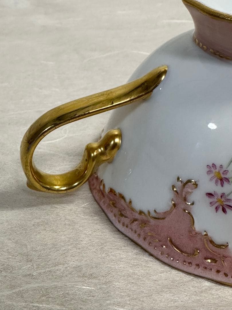 アンティーク　ドレスデン ティーカップ＆ソーサー　ヴィンテージ　一点物