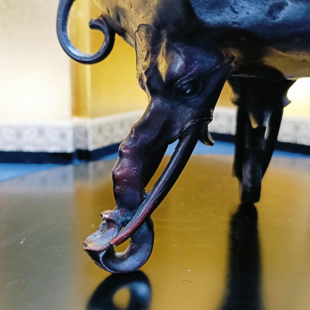 AL5 香保 金工師 香炉 蝋型 高岡銅器 麒麟摘 象足 三足 共箱