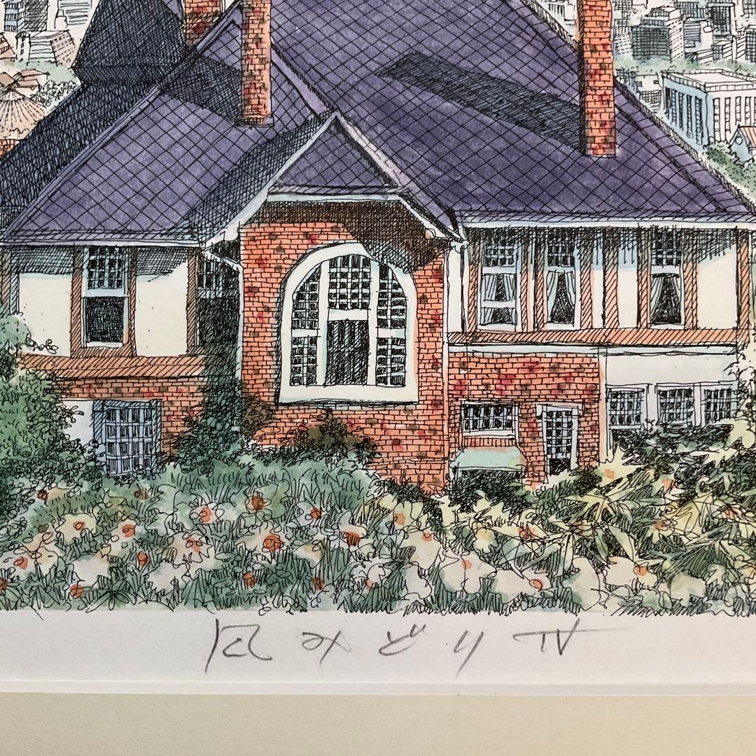 絵画・額縁・織田義郎・風みどりⅣ・リトグラフ+手彩色・美術品・インテリア・雑貨