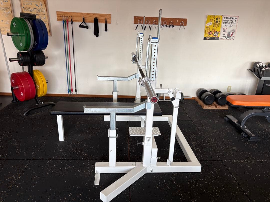 BULL バーベルラック 調整可能 ベンチ付き