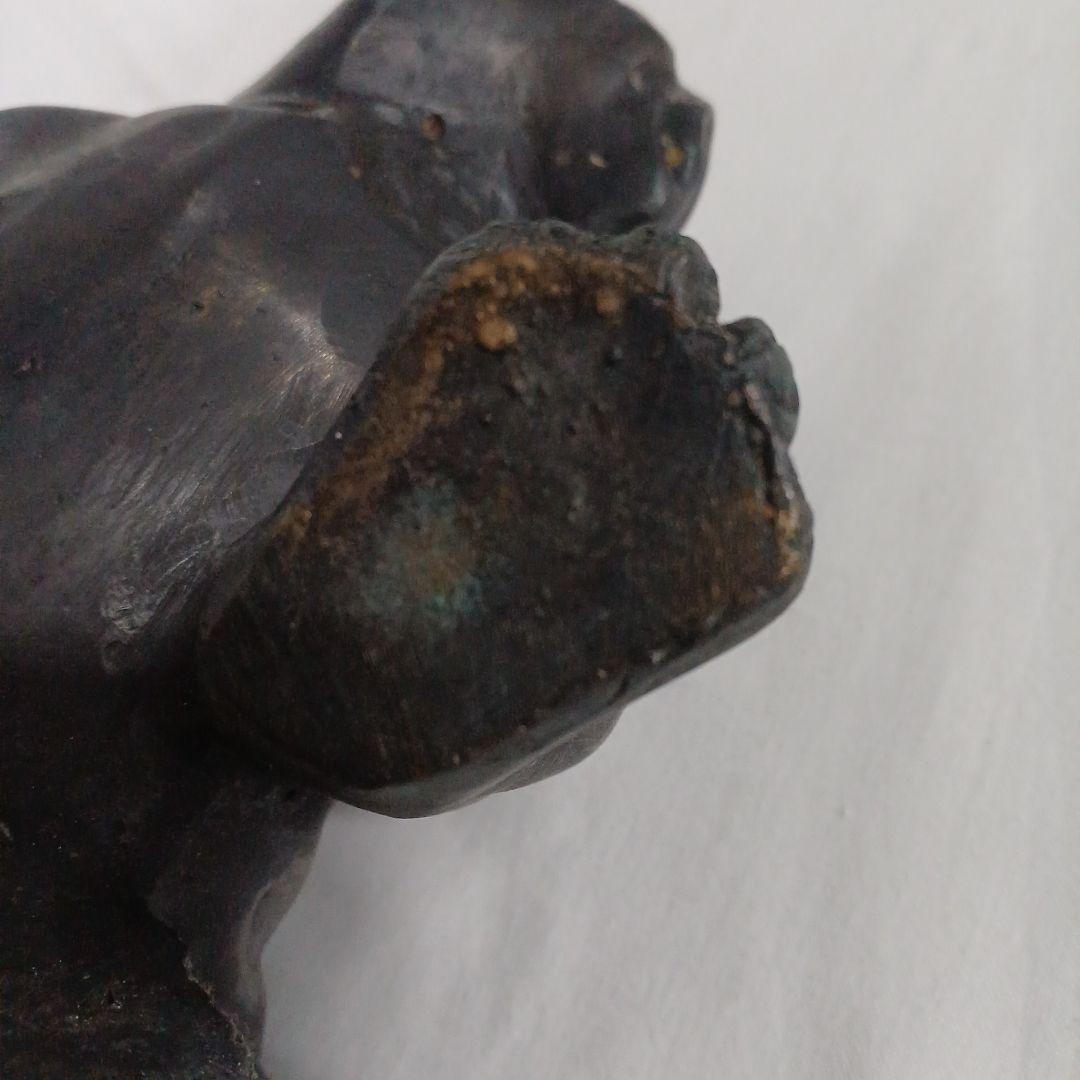 犬 置物 ブルドッグ アンティーク調 インテリア ブラック 金属 鋳物