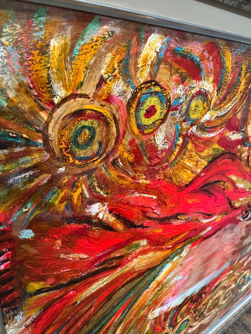 特大 油絵 絵画 インテリア アンティーク 抽象画 額縁