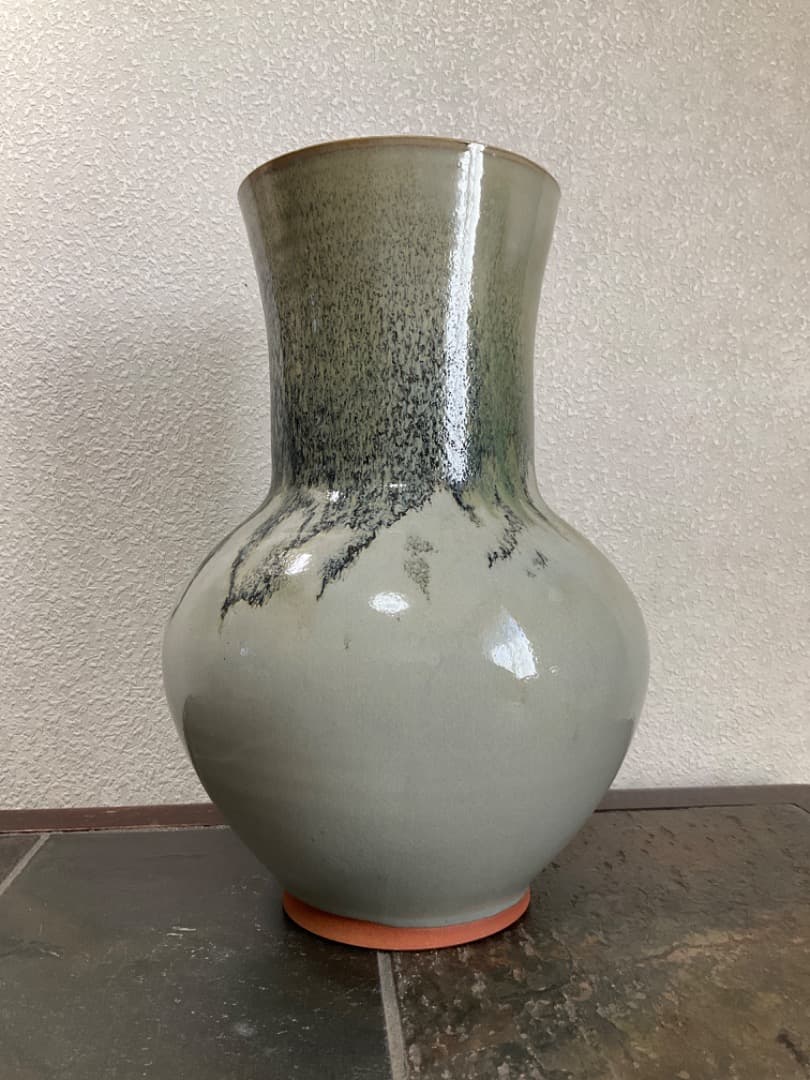 奈良赤膚焼　大塩昭山　大型花瓶　花器　花入