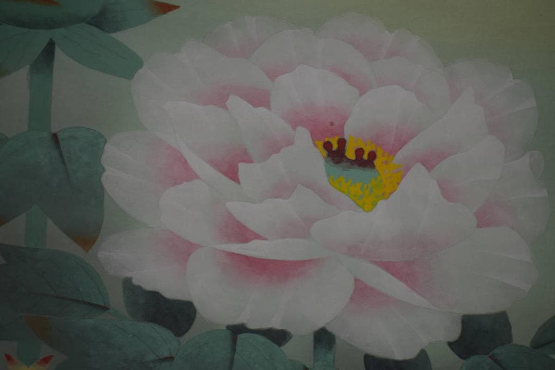 真作/新山晃司/牡丹図/桐共箱二重箱付/布袋屋掛軸HI-936