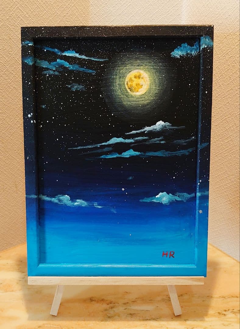 油絵 絵画【満月の夜空】