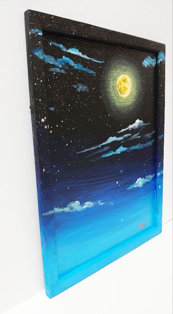 油絵 絵画【満月の夜空】