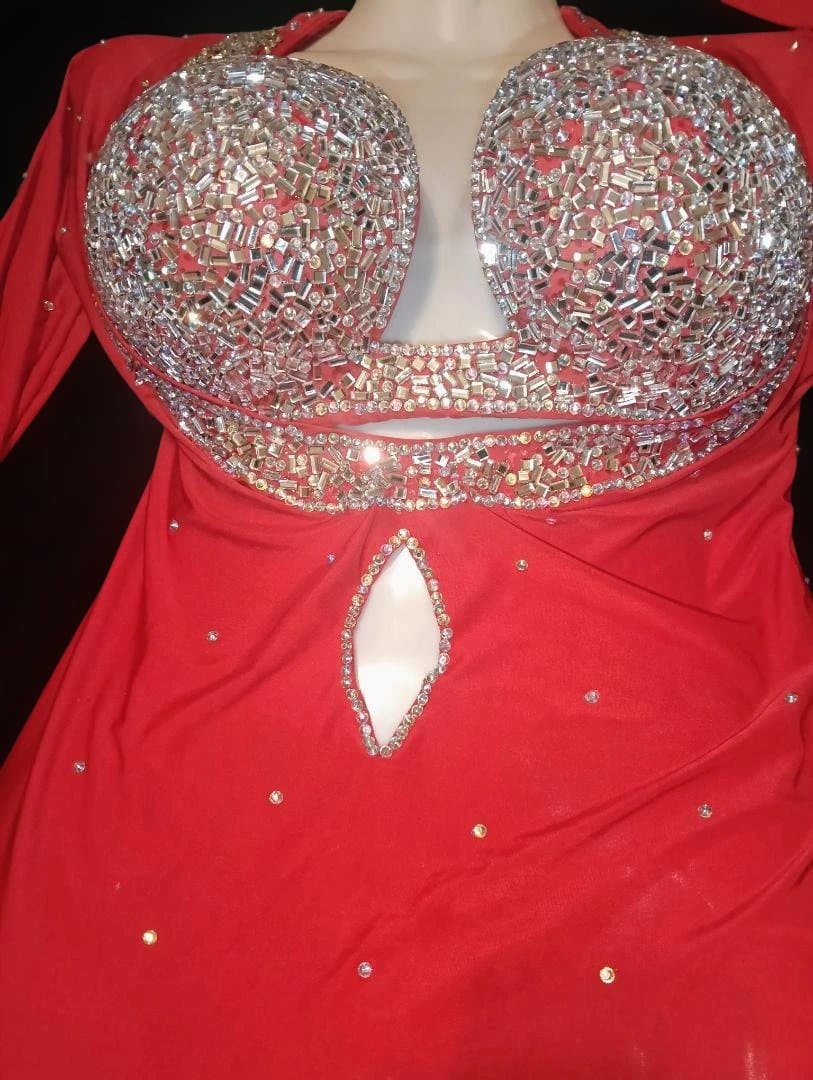 【新品Sale】エジプト製サイーディ&バラディベリーダンス衣装セット赤