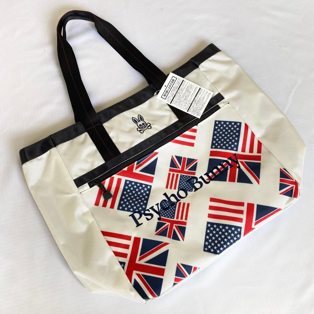 【新品】Psycho Bunny　ロッカーバッグ　トートバッグ　フラッグロゴ　白