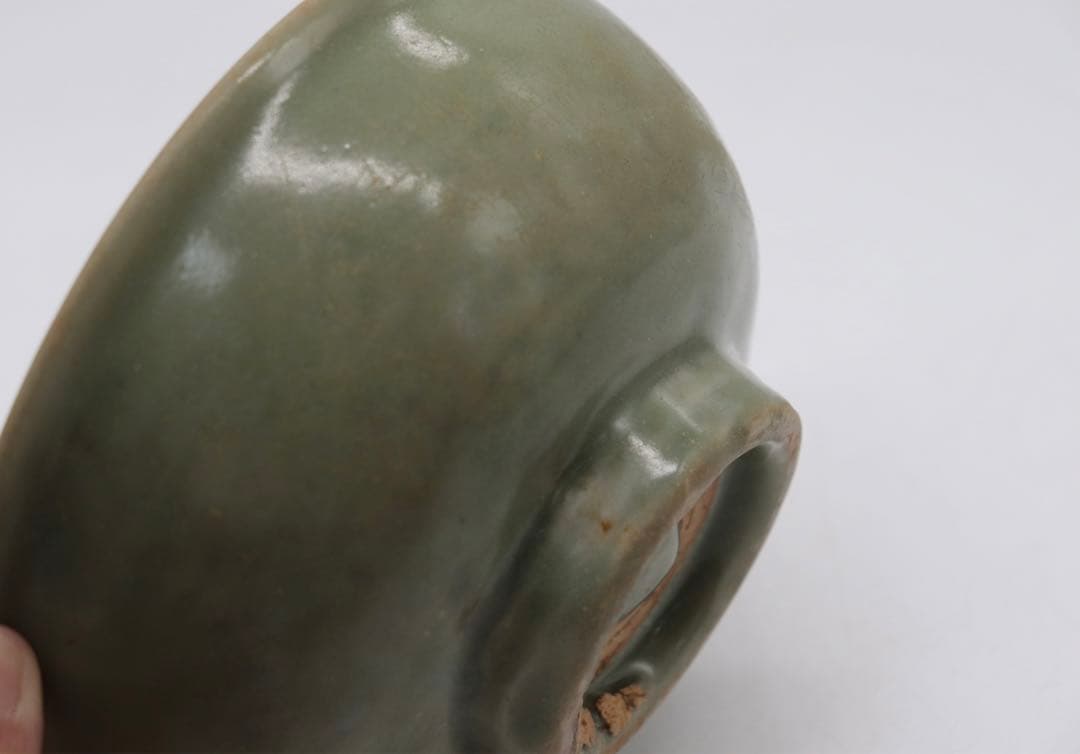 中国　明時代初期　龍泉窯碗　青磁　木箱入　送料込み0515