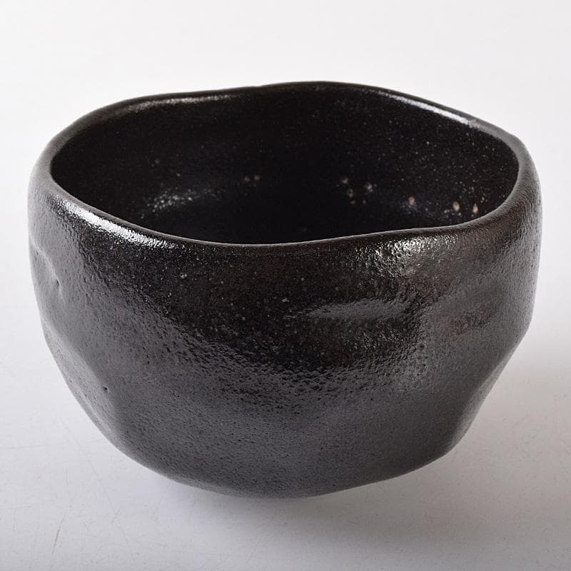 茶道具　楽吉左衛門　九代了入作　黒楽箆目茶碗　共箱　M　R8077