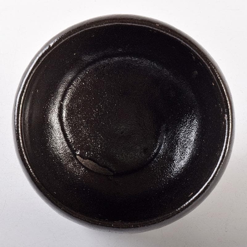 茶道具　楽吉左衛門　九代了入作　黒楽箆目茶碗　共箱　M　R8077