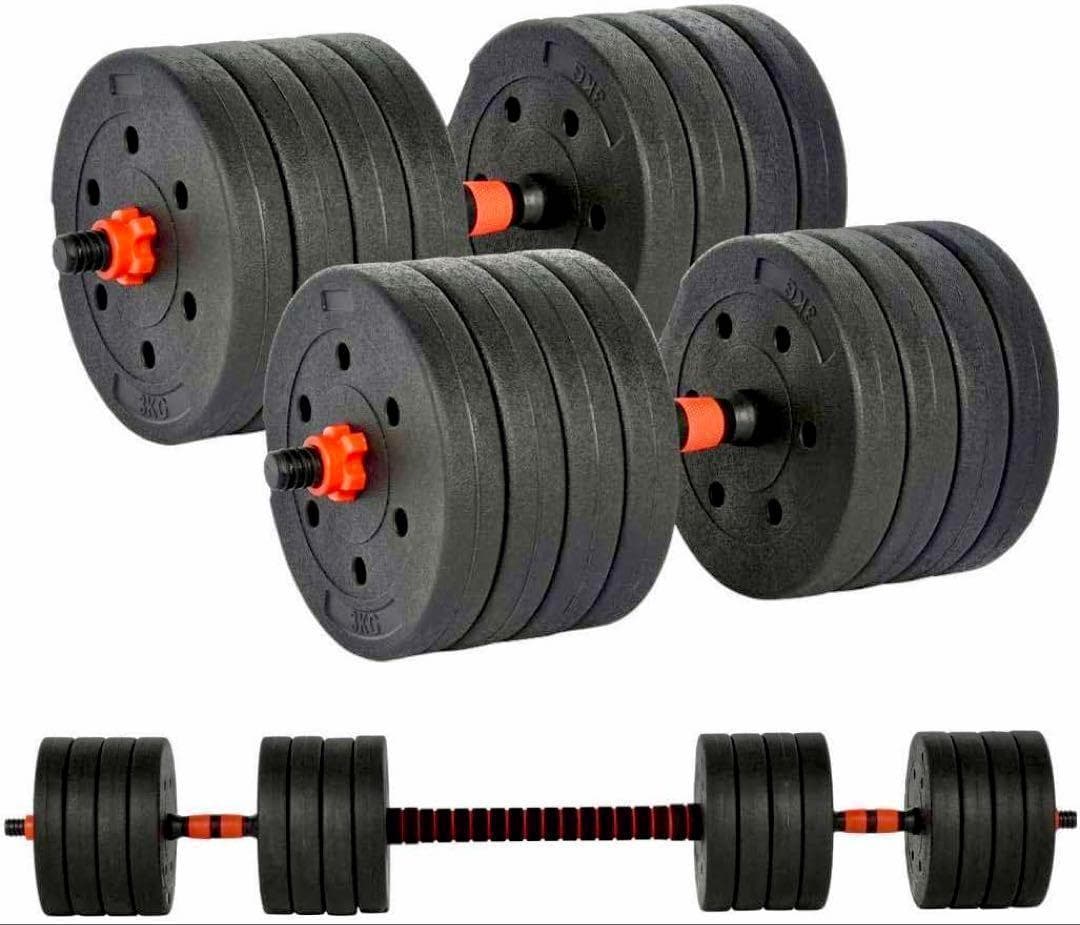 合計50kg／バーベルにもなるダンベル 可変式プレート｜25kg×2個セットa9