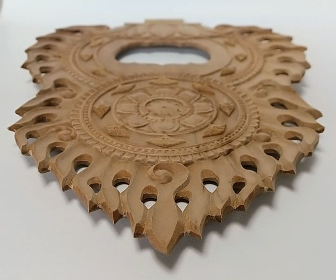 光背(4.5寸坐像用)#419 透し彫 火焔 ◆白檀 木彫 仏像付属品