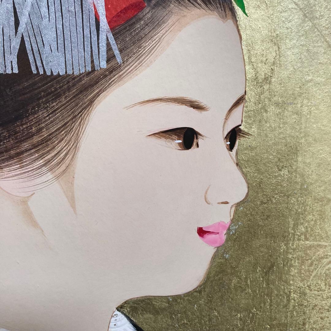 【真作保証】清水達三「舞妓」6号 直筆サイン 共シール 美人 額装 絵画