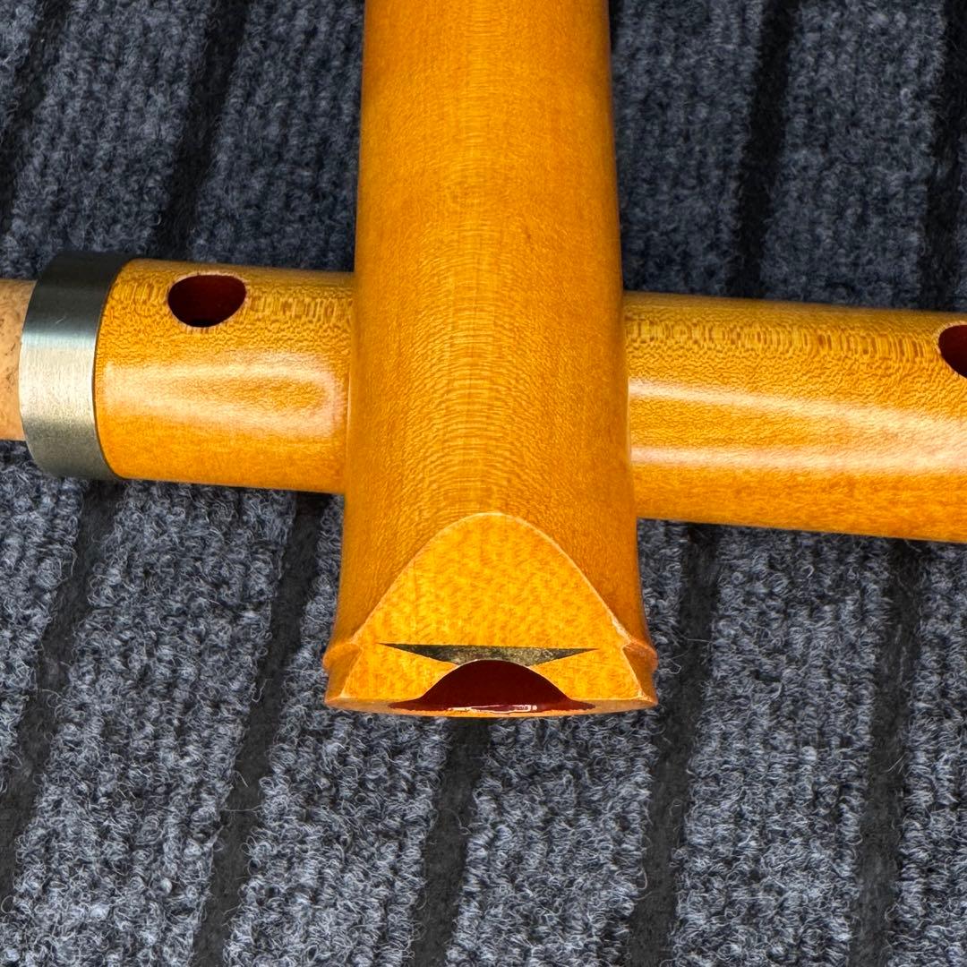 尺八 銘木(楓) 和田謹製 琴風調 二印 一尺八寸管