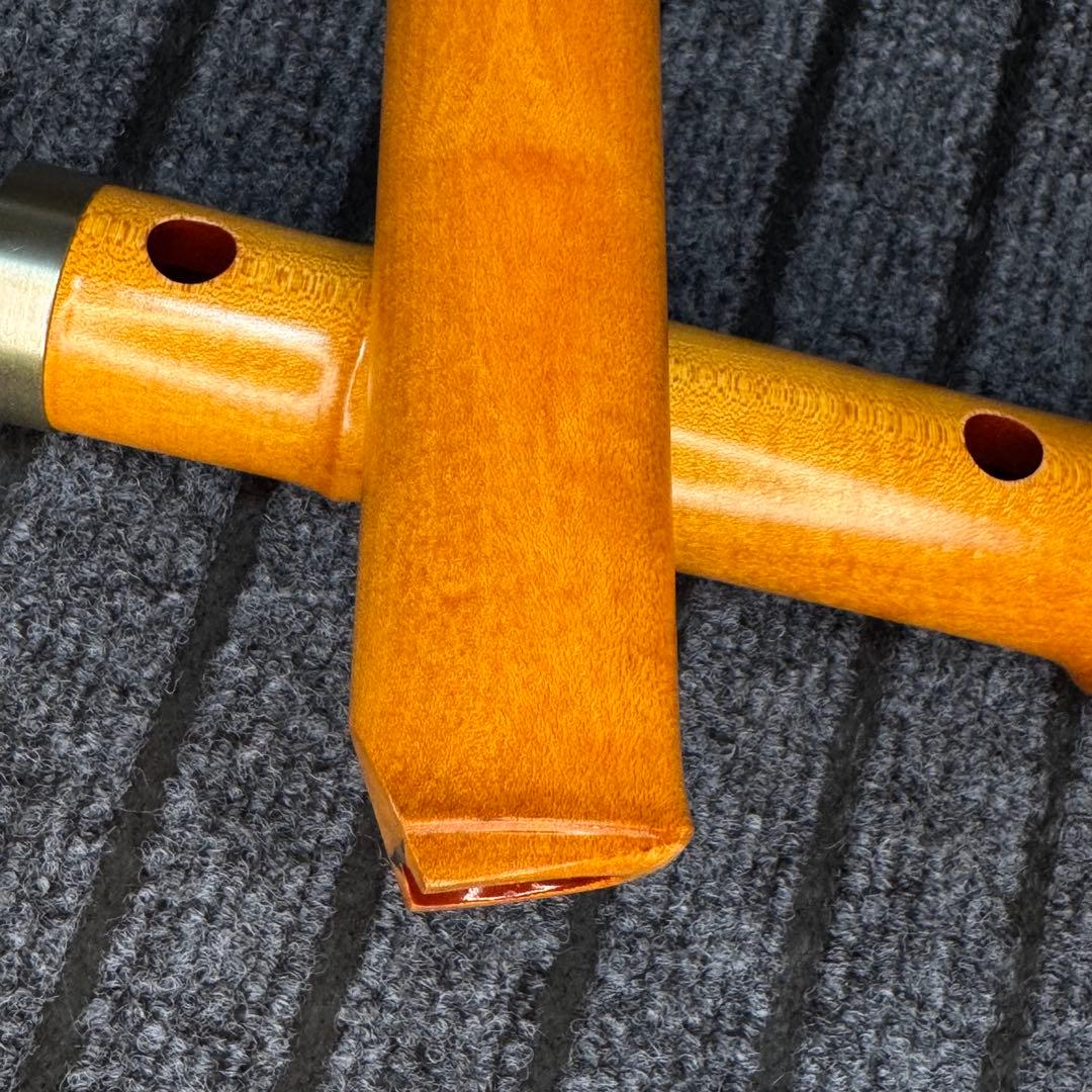 尺八 銘木(楓) 和田謹製 琴風調 二印 一尺八寸管