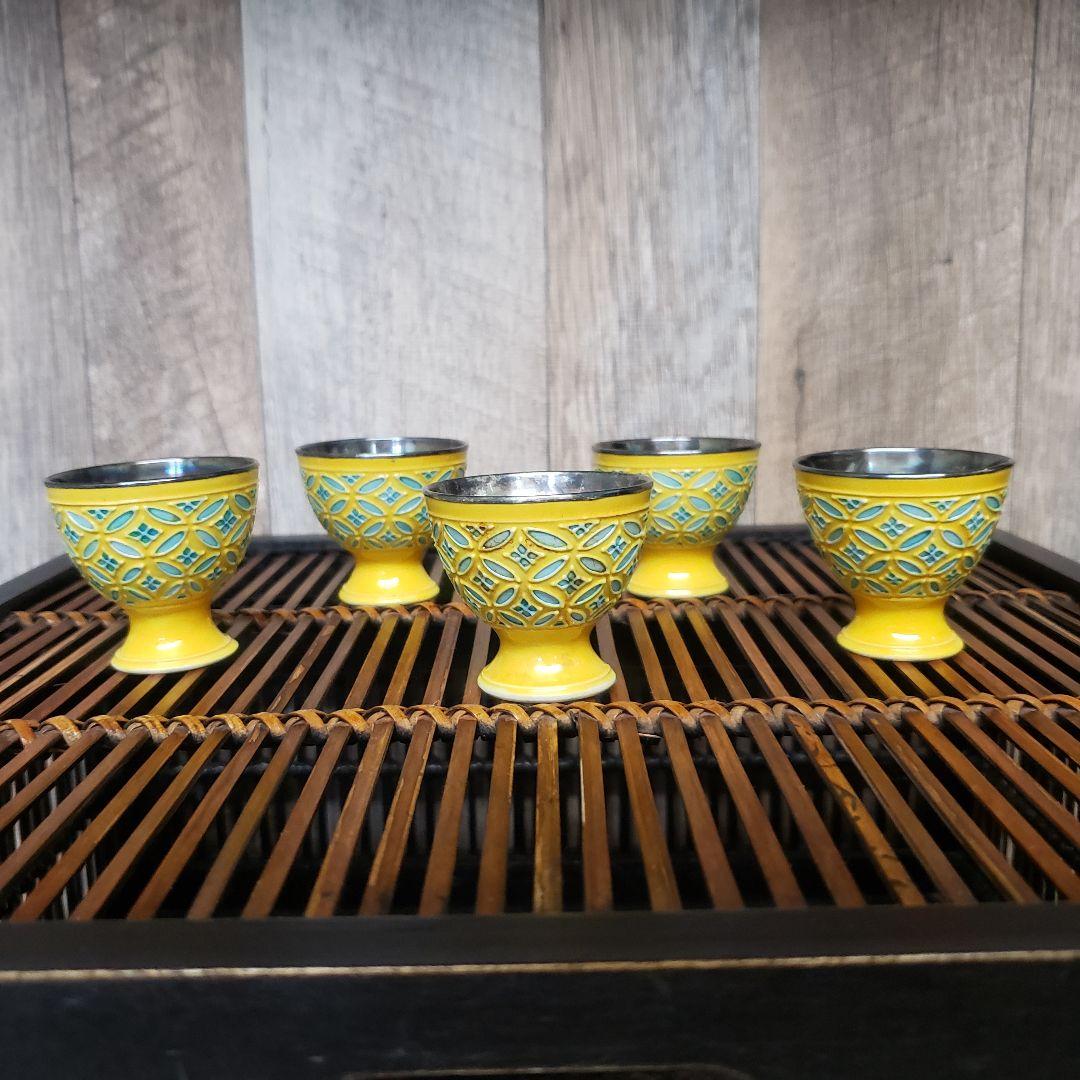 【12点セット】永楽焼/黄交趾/酒器揃/徳利一対/酒盃十客/内銀張/骨董◎