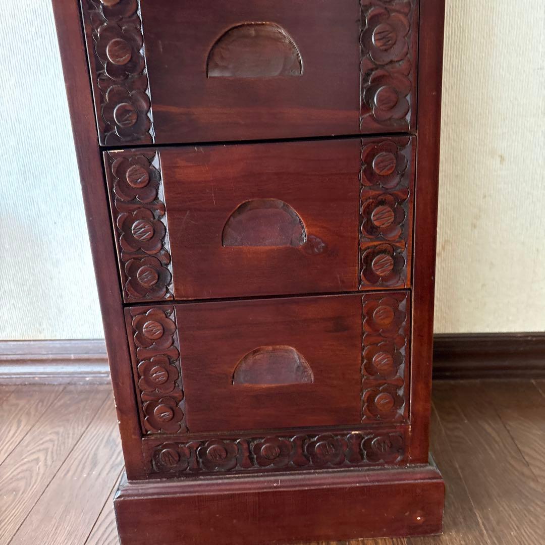 木製タンス 彫刻デザイン 7引き出し
