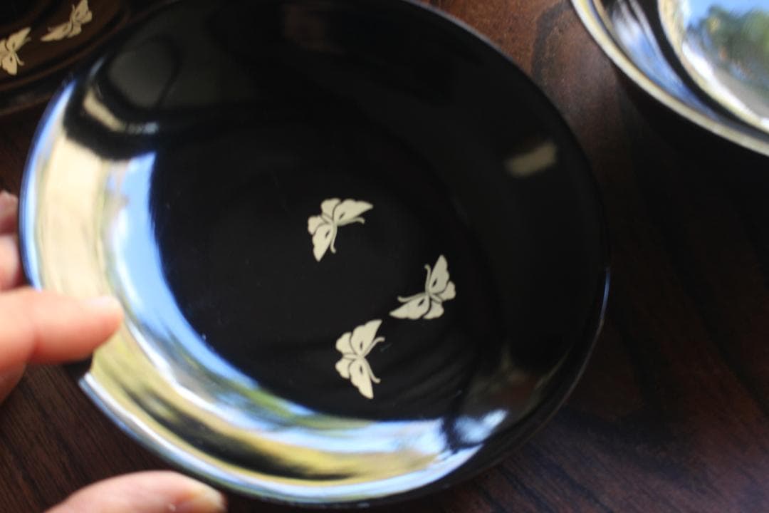 時代逸品！風情ある栗色漆に極上牡丹蝶蒔絵の映える大椀2点（検輪島塗蒔絵椀雑煮椀