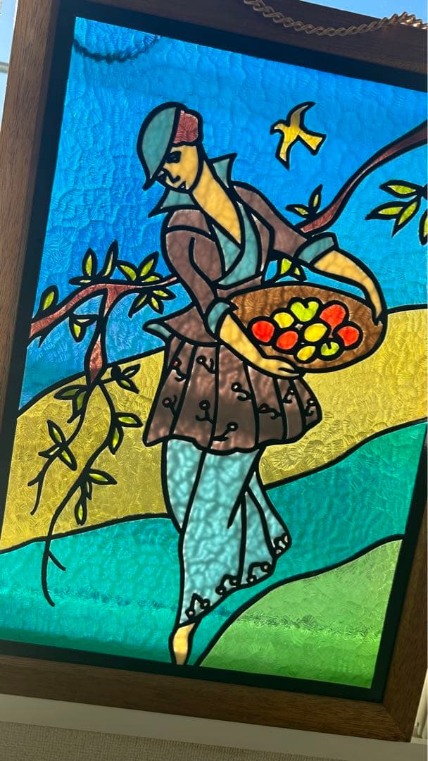 【大サイズ】　ステンドグラス　パネル　額付き