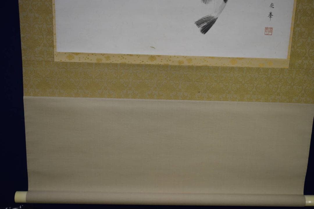 真作/峰/とらふぐ図/トラフグ図/布袋屋掛軸HI-398