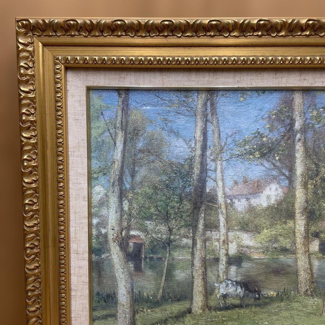 大原美術館　絵画　児島虎次郎「岸の森」1909年（明治42年）　複製画　金縁