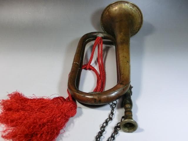 進軍ラッパ■日本陸軍 軍用ラッパ 真鍮 アンティーク 骨董品 ミリタリー■