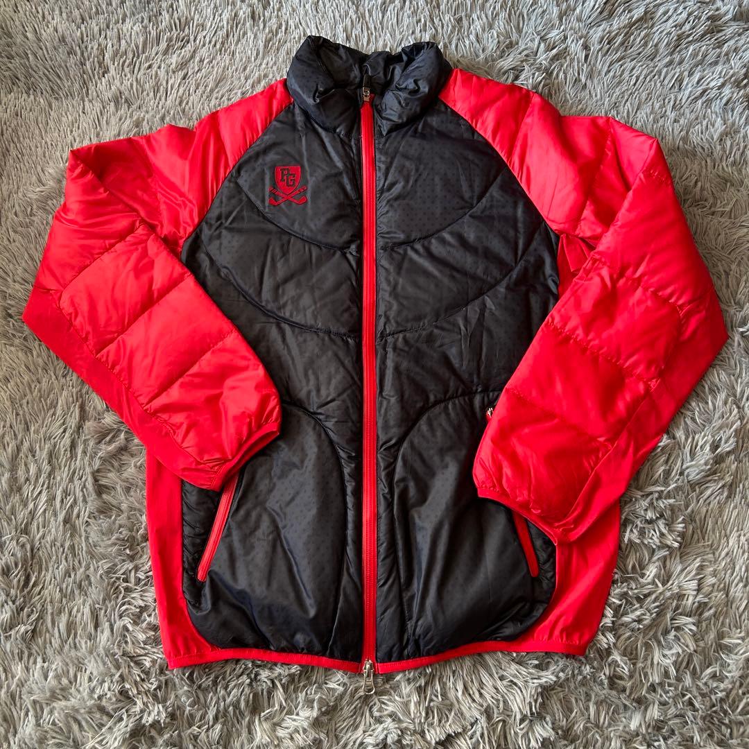 パーリーゲイツ PGロゴ 軽量ダウンジャケット サイズ1 赤×ネイビー