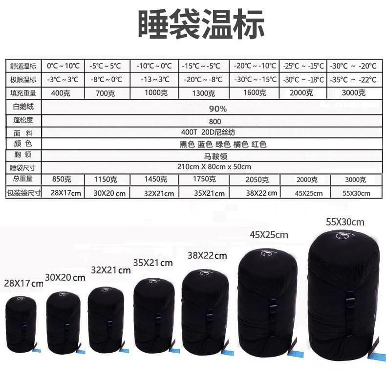 ✨後悔しない寝袋選び✨アウトドア　マミー型寝袋　ダウンシュラフ　ブルー　700g