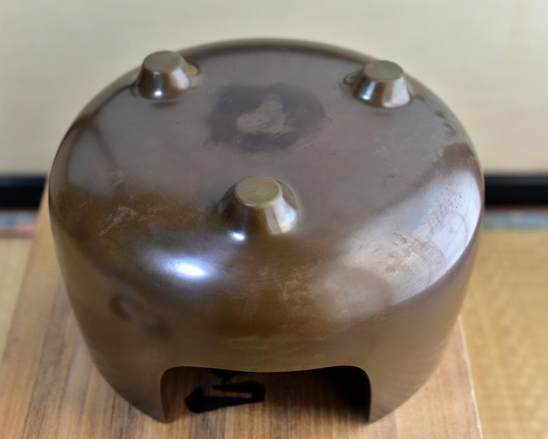 値下げ、鋳銅　秀山作　道安型風炉4点組　囲炉裏、ヒ－タ－　お茶道具/共箱