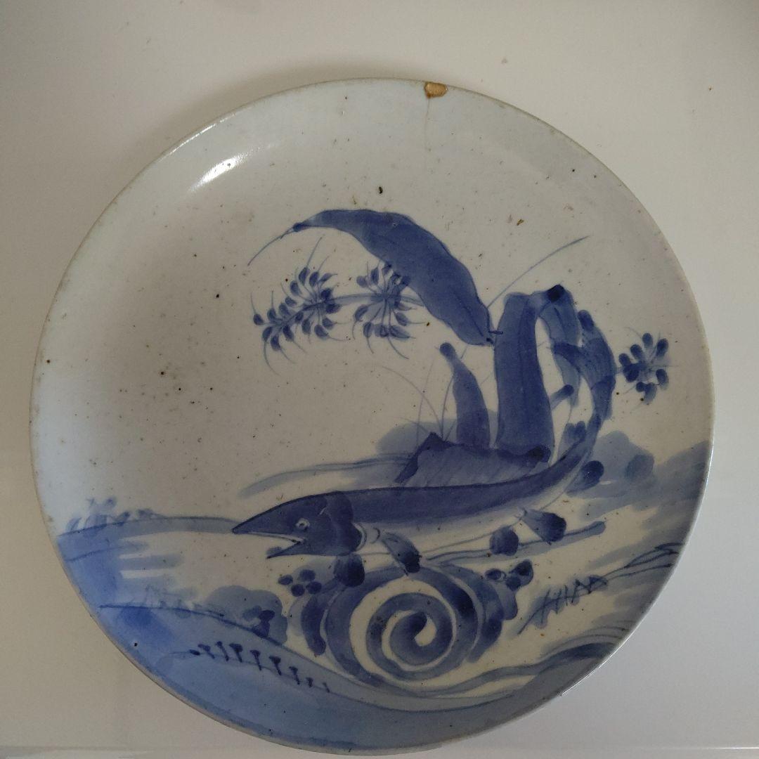 古伊万里 染付 鮎図 皿