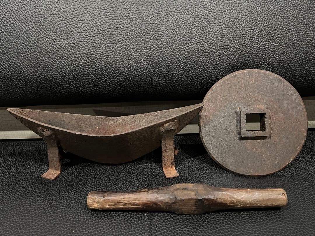 薬研　やげん　鉄製　調剤道具　古民具 民芸　古道具 骨董 アンティーク　当時もの