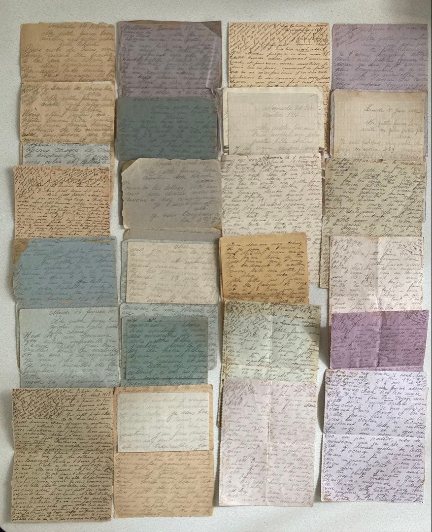 値下げ　T48 フランスアンティーク　手書き　お手紙　24通セット　1910年代