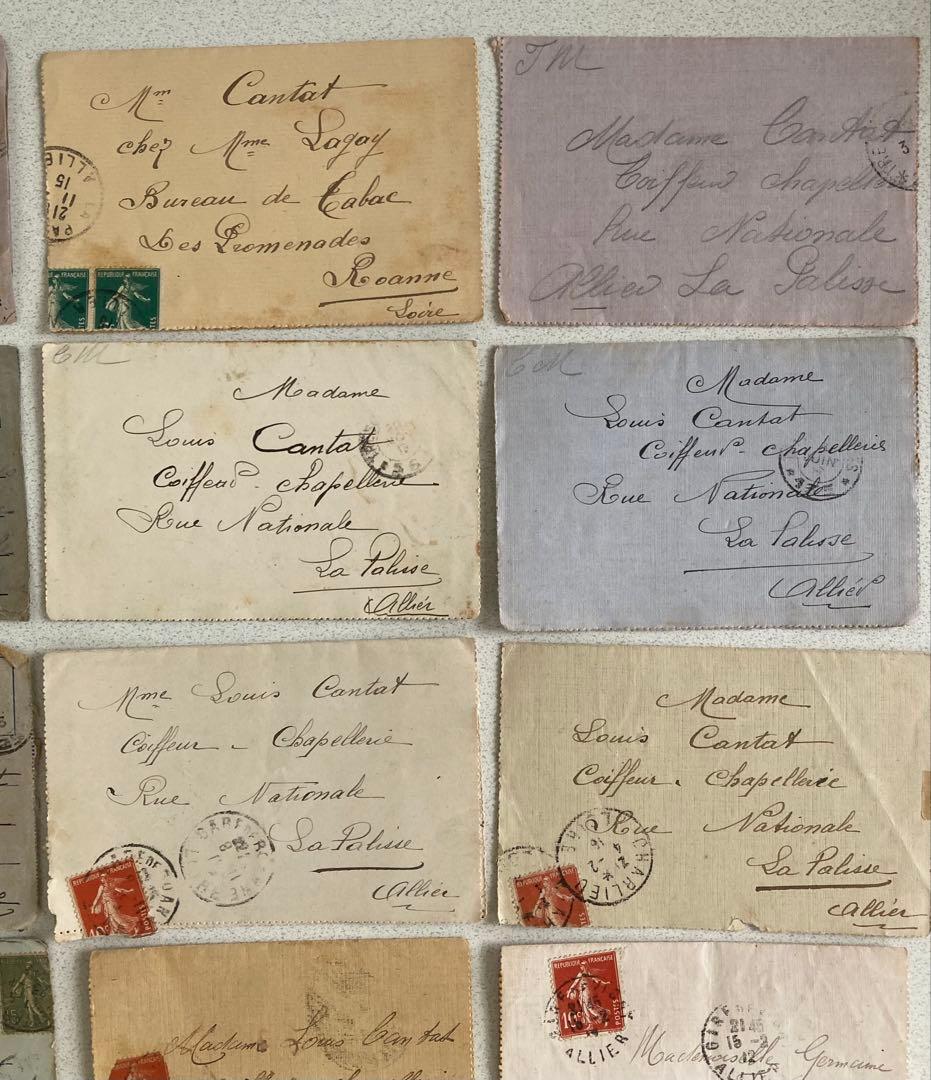 値下げ　T48 フランスアンティーク　手書き　お手紙　24通セット　1910年代