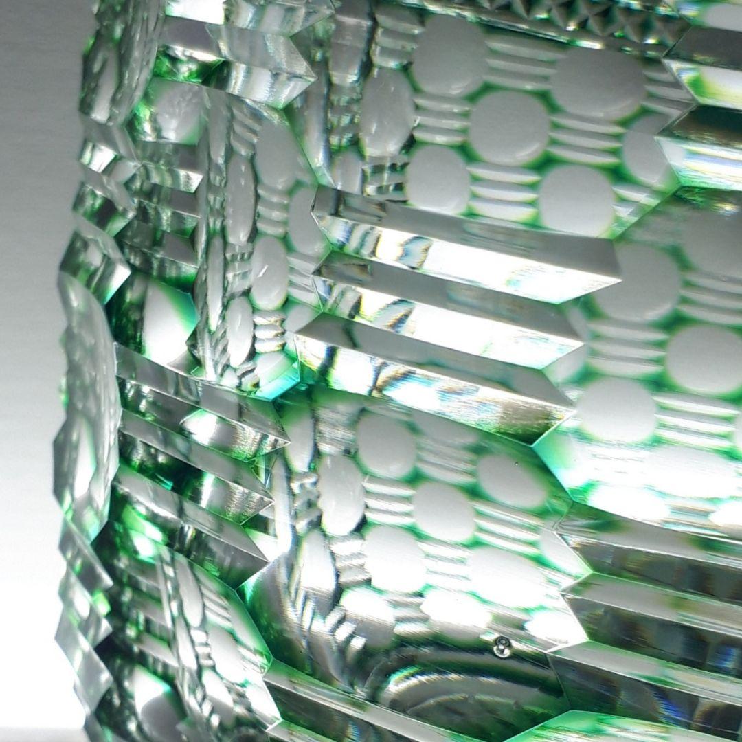 薩摩切子　松浦正行 大型作品　緑被切子　　″ 水指 ″【人気作家 入手困難作品】