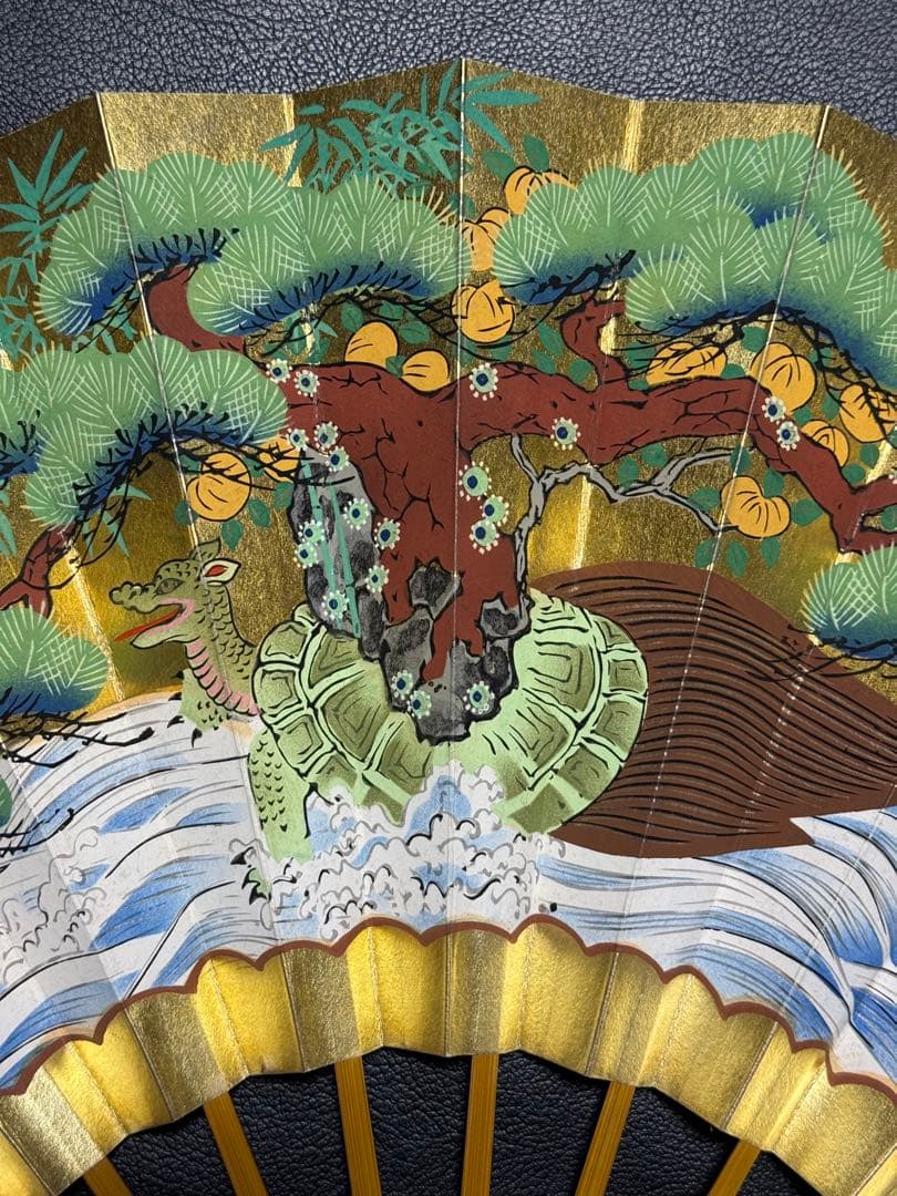 扇子　33cm 十松屋福井扇舗　翁扇　蓬莱山図　桐箱　仕舞扇　能楽　舞踊　着物