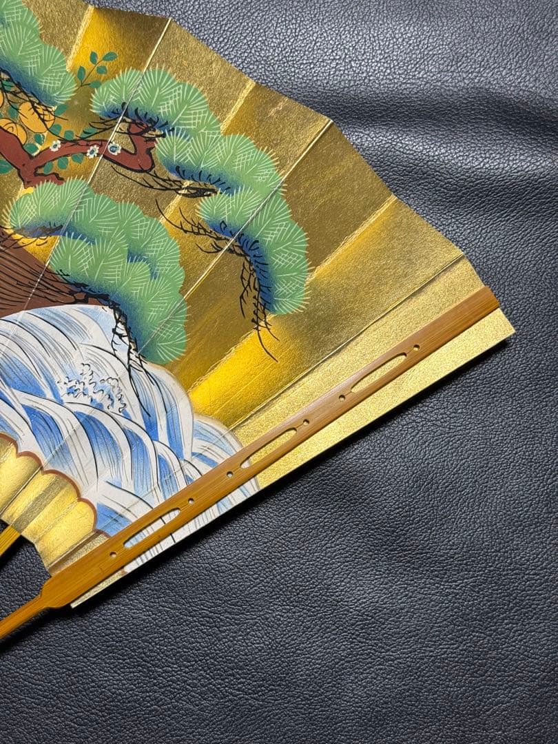 扇子　33cm 十松屋福井扇舗　翁扇　蓬莱山図　桐箱　仕舞扇　能楽　舞踊　着物