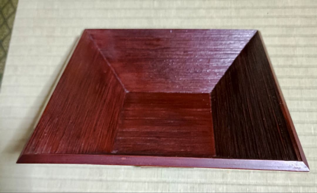 日本檜材　剥目四方鉢　貴重作品