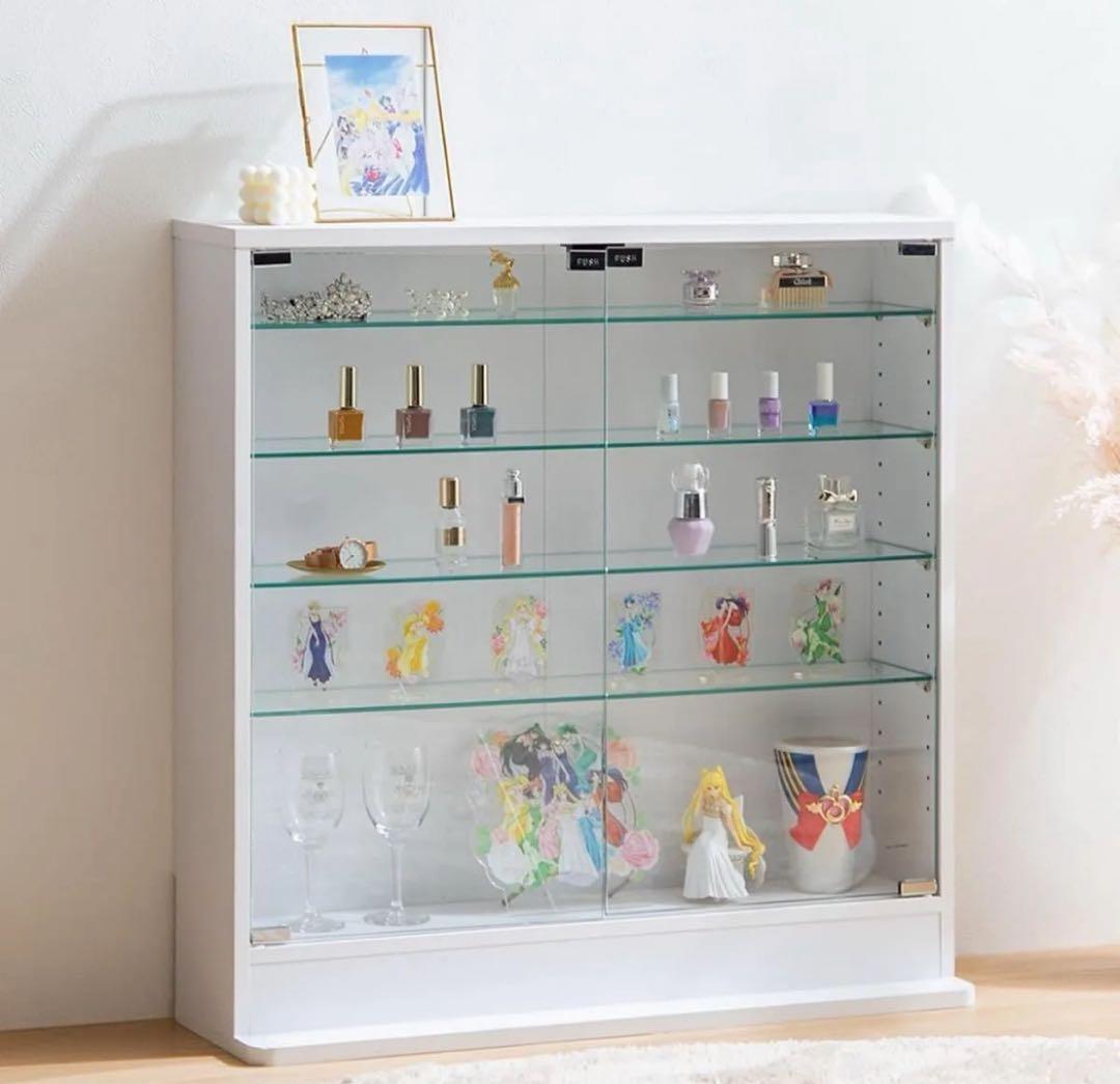 【最安値】フィギュア ガラス 透明コレクションケース 棚 ホワイト