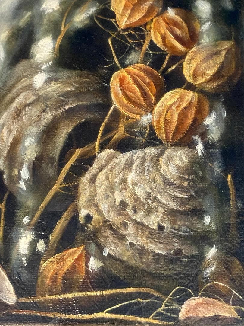 「真作」萩原義雄「静物」静物画　油彩画　額装　サイン有り　F4号