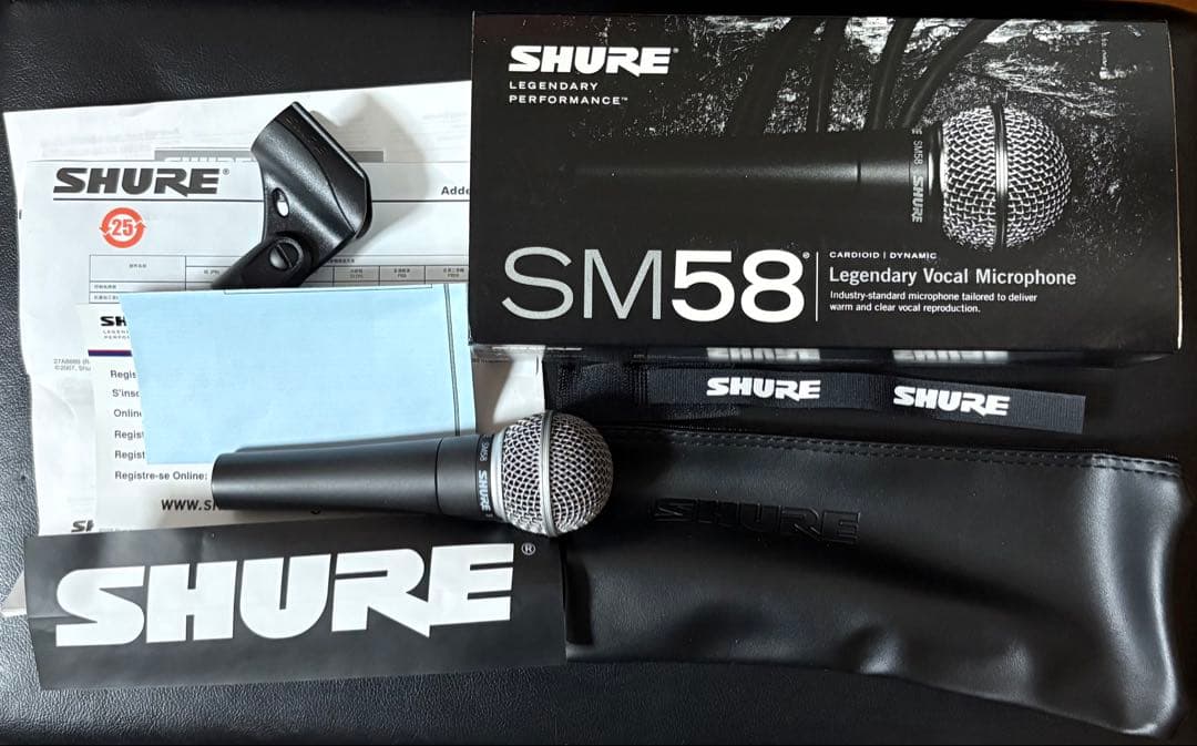 SHURE SM58 定番マイク　ほぼ未使用 付属品完備＋ケーブル付