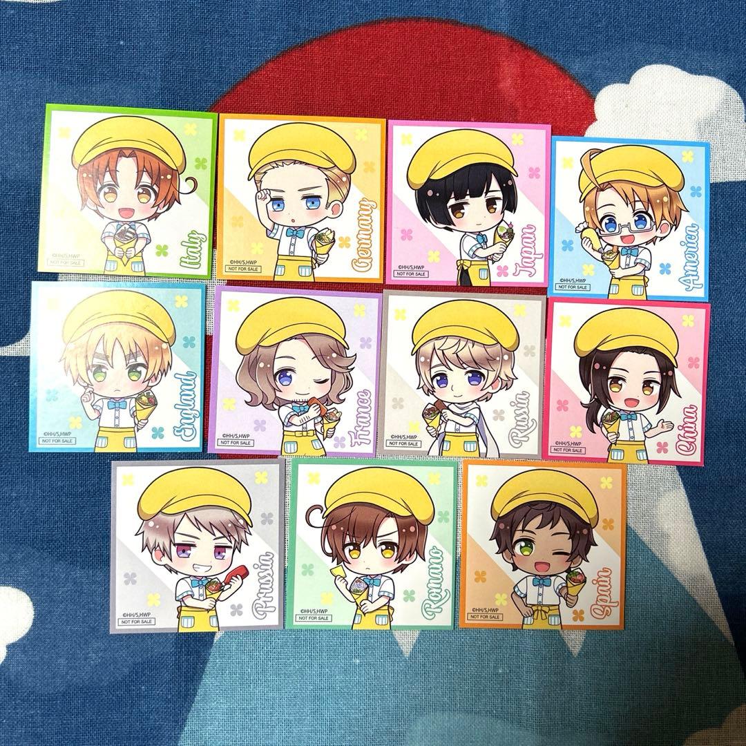 ヘタリアWorld★Stars×AMOCrepe 特典ましかくステッカー コンプ