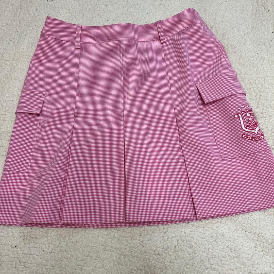 ピッコーネピンク チェック プリーツキュロットスカート レディース ゴルフ