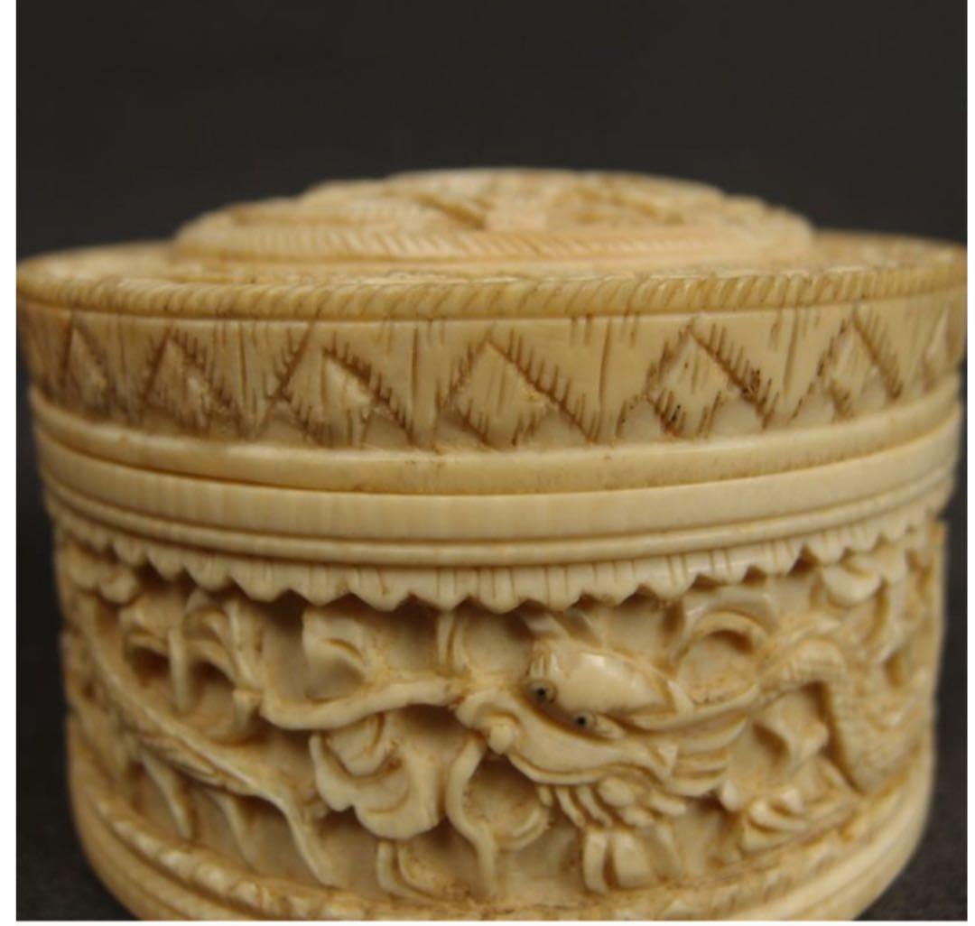 ナリトラ商品2点送料無料　清～民国　雲龍文彫刻蓋物　中国古玩